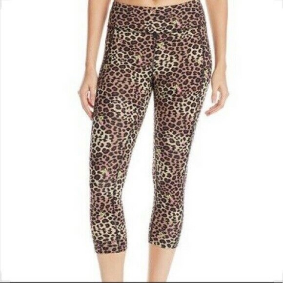 Betsey Johnson cheetah and roses compression leggings athletic yoga woman's S - Picture 9 of 9